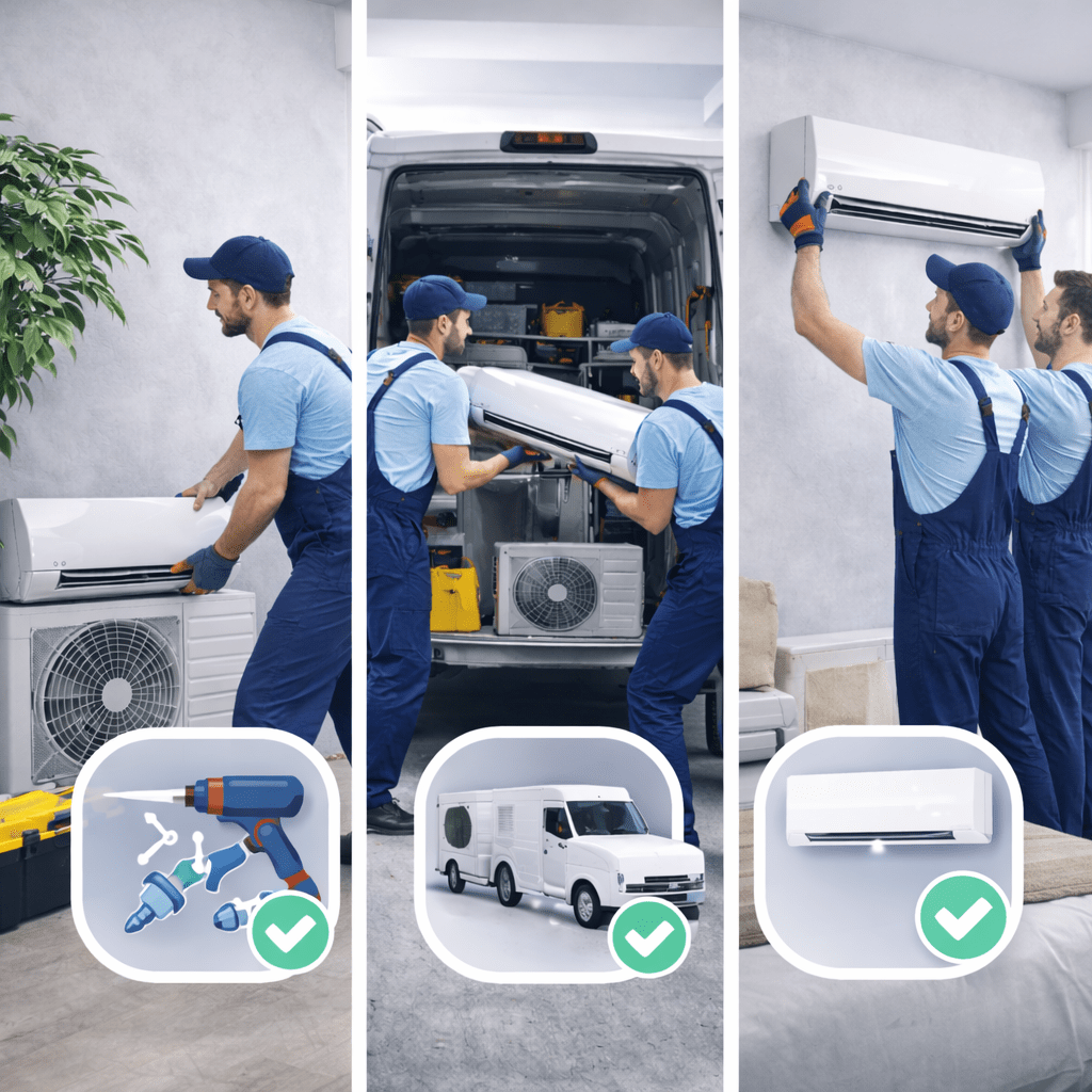 Перенос кондиционера с демонтажем и последующей установкой