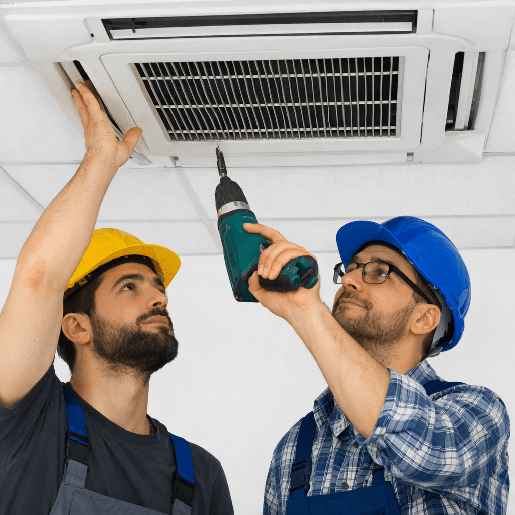 Монтаж кассетного кондиционера в потолке